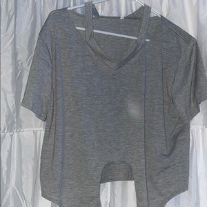 Grey tie up shirt!